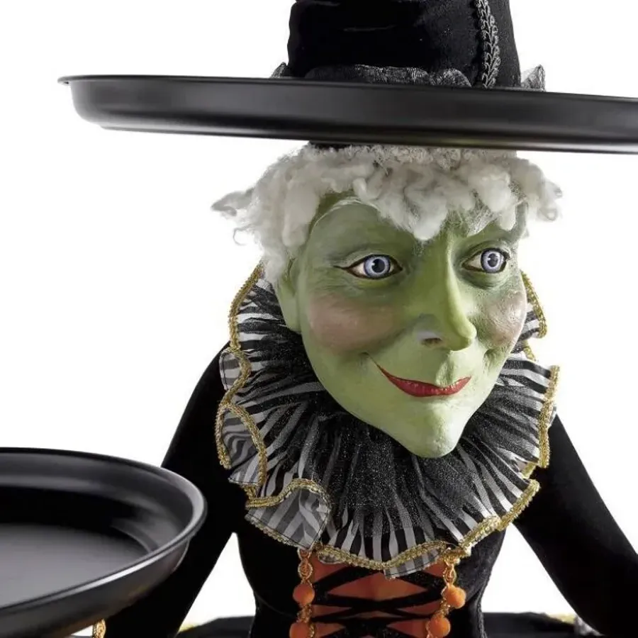 Witch Tabletop Server Resin Statue with Harlequin Tablecloth